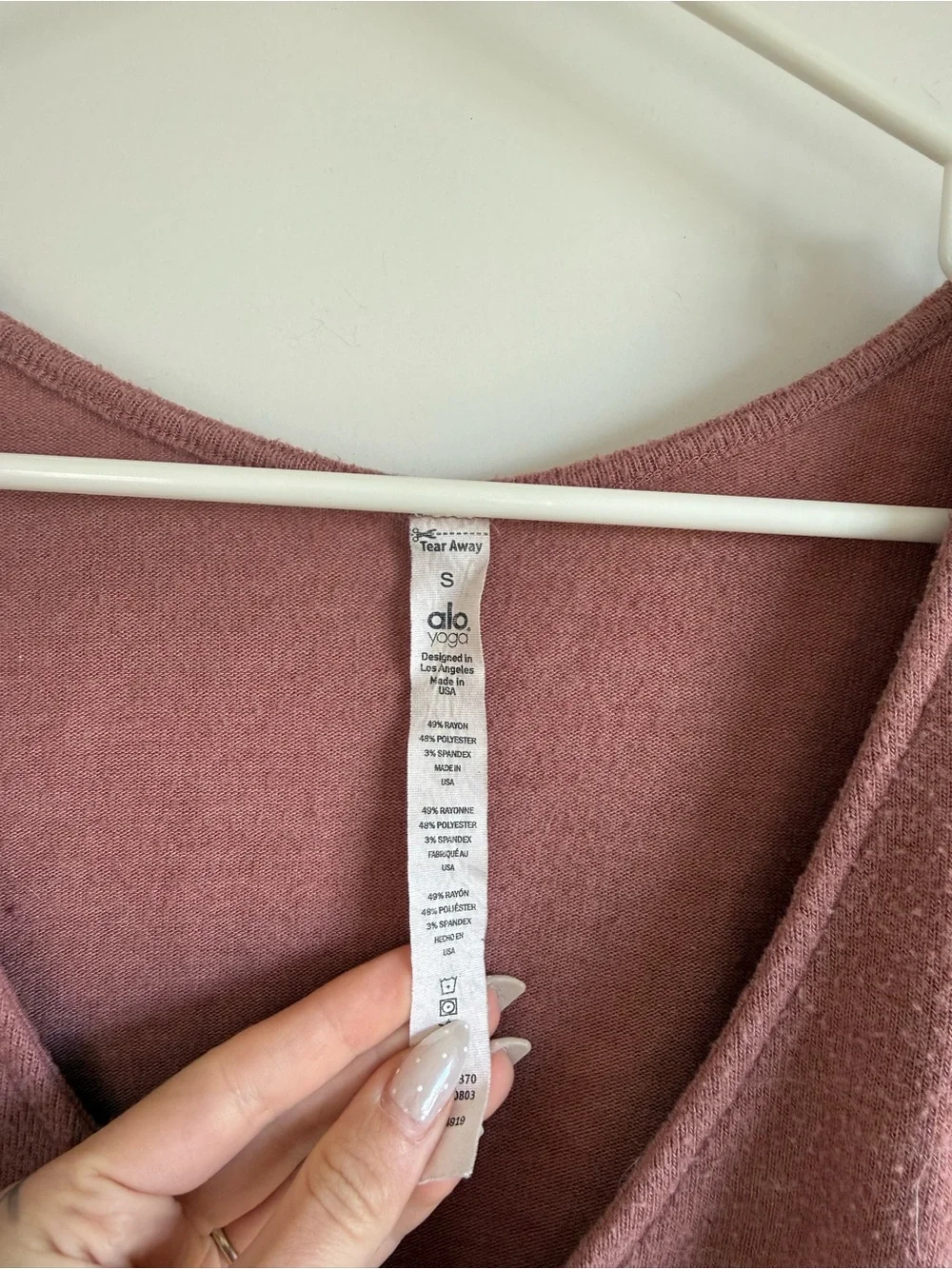 ALO Yoga Mauve Wrap Crop Long Sleeve Top